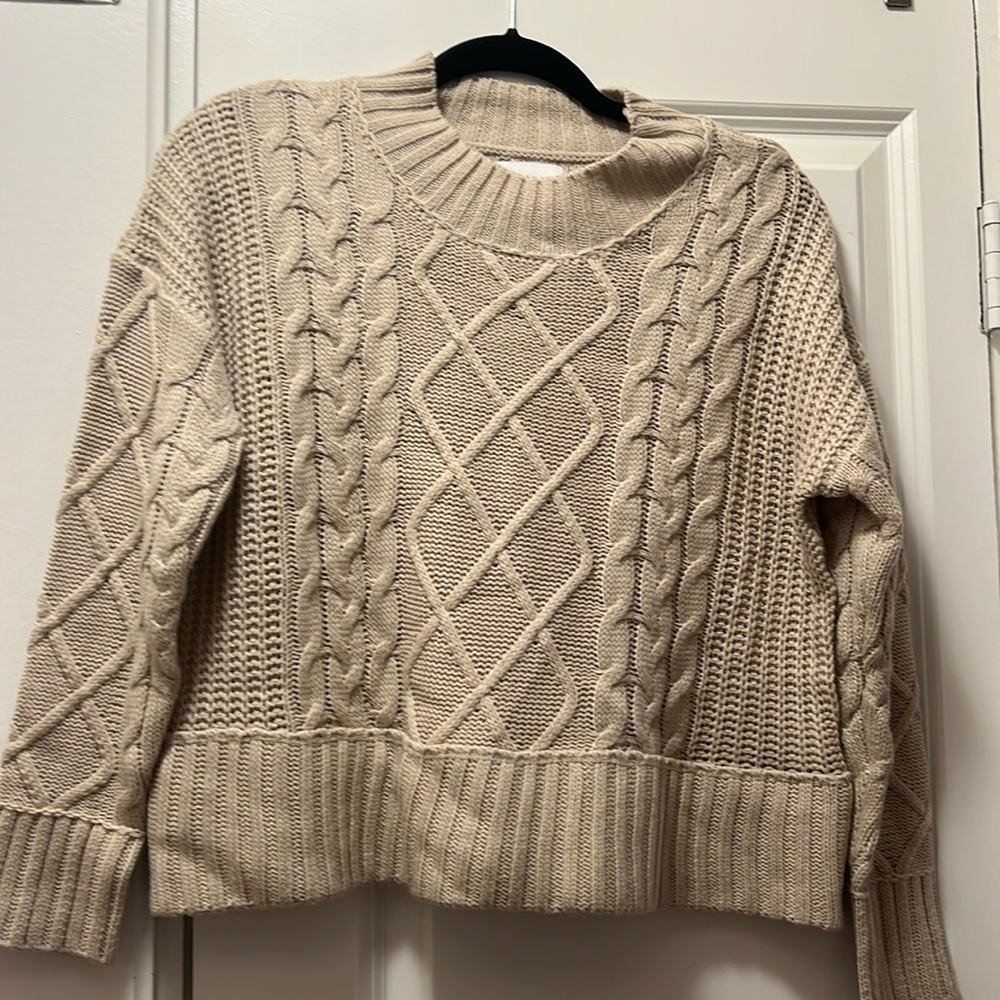 Tan cable knit sweater
